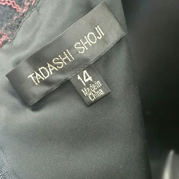 Tadashi Shoji black red fit & flair cocktail dress - Picture 4 of 8